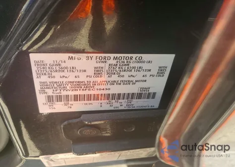 2015 Ford F250 Super Duty из США, поврежденный, VIN 1FT7W2BT5FEC10430